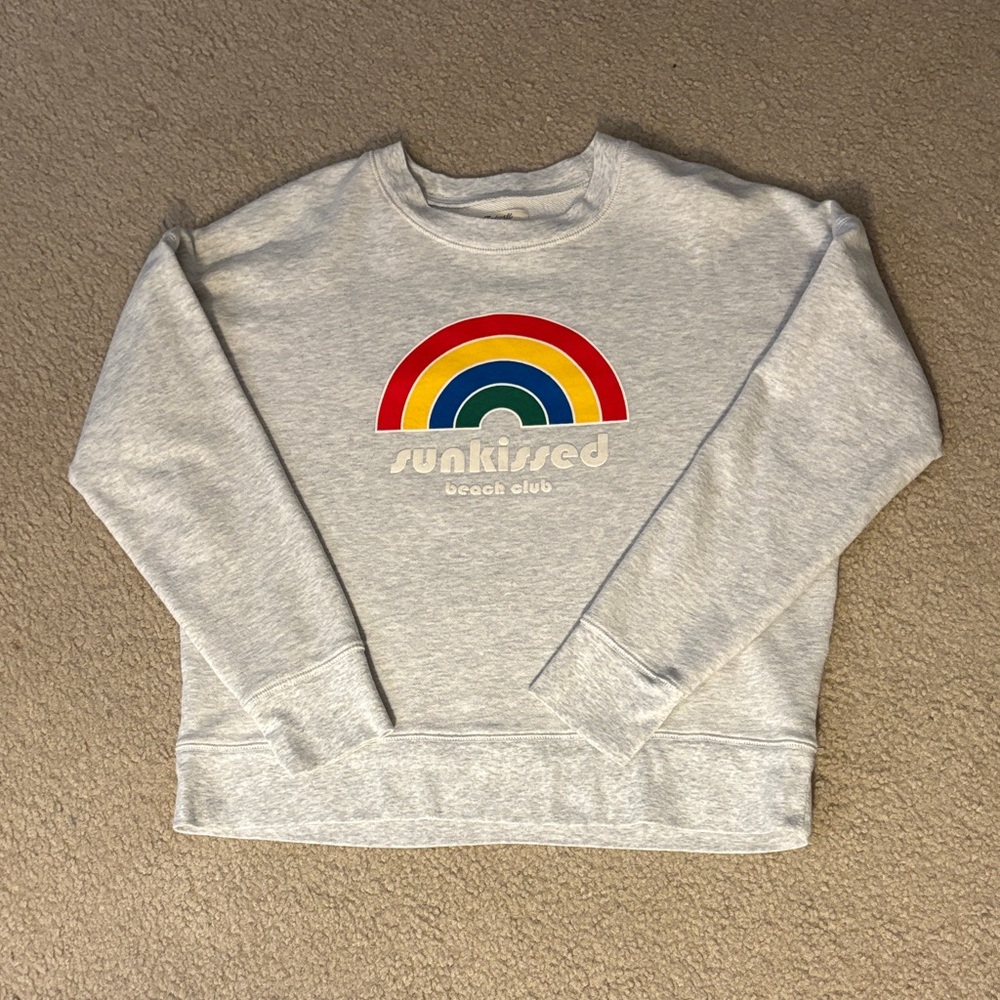 Madewell Sun-kissed Beach Club graphic Mainstay Sweatshirt size medium rainbow - Picture 2 of 8